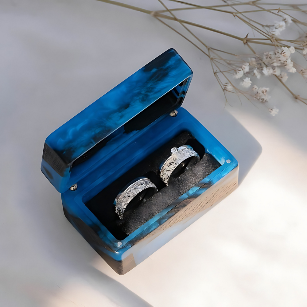 Black Wood Resin Ring box