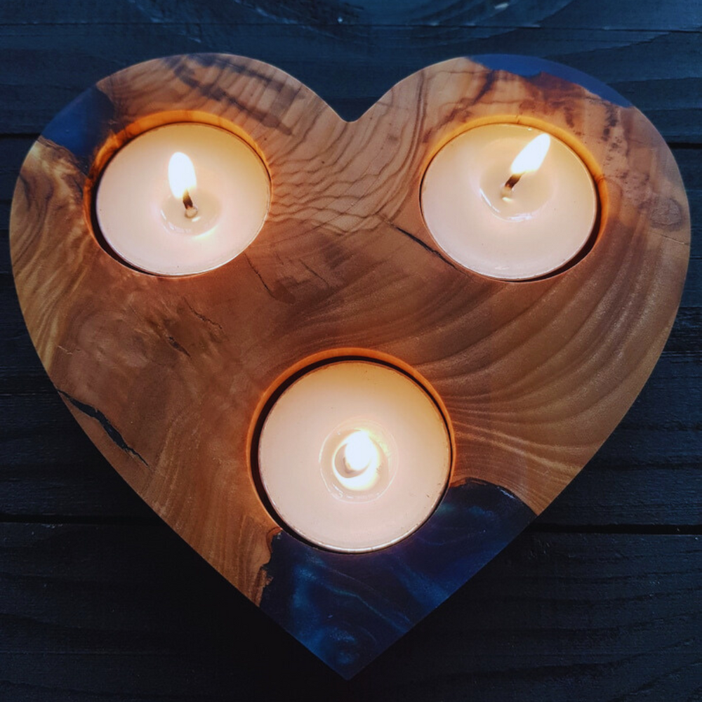 Heart shaped Epoxy Tea Light Holder