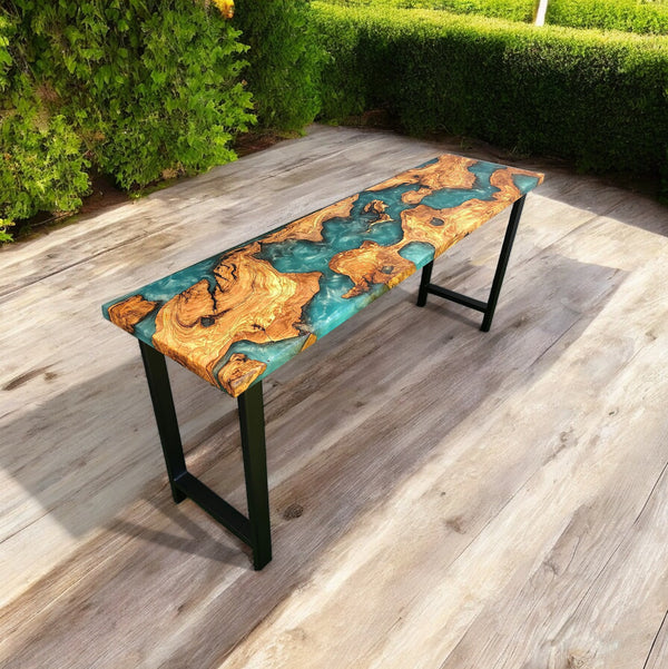 Epoxy And Wood River Console Table