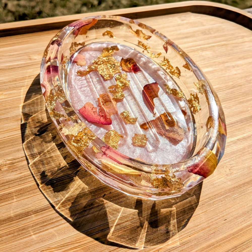 Dried Rose Petal Resin Soap Dish