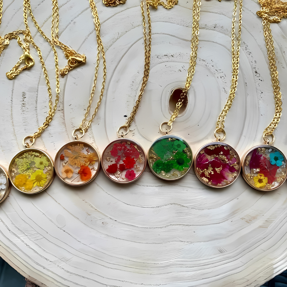 Stainless steel Resin Floral Neckless