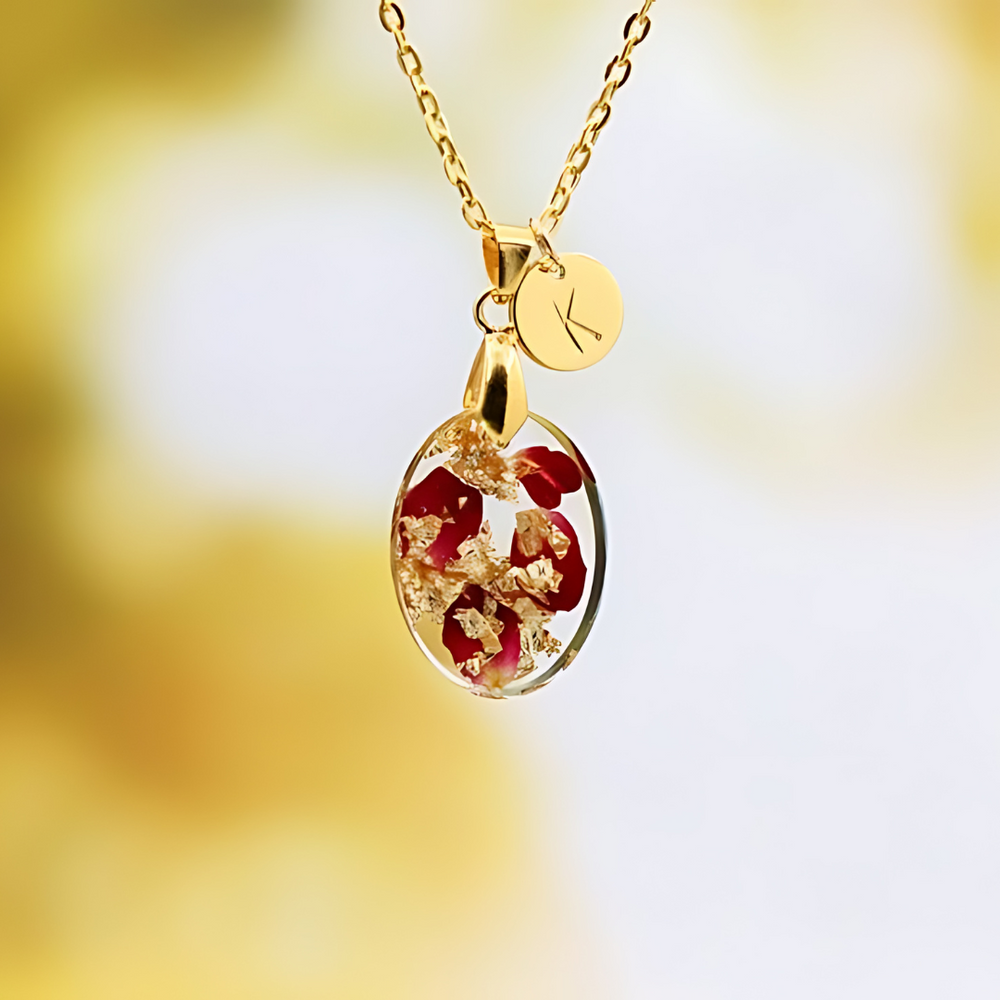 Custom made with Letter- Floral Art Epoxy Pendant