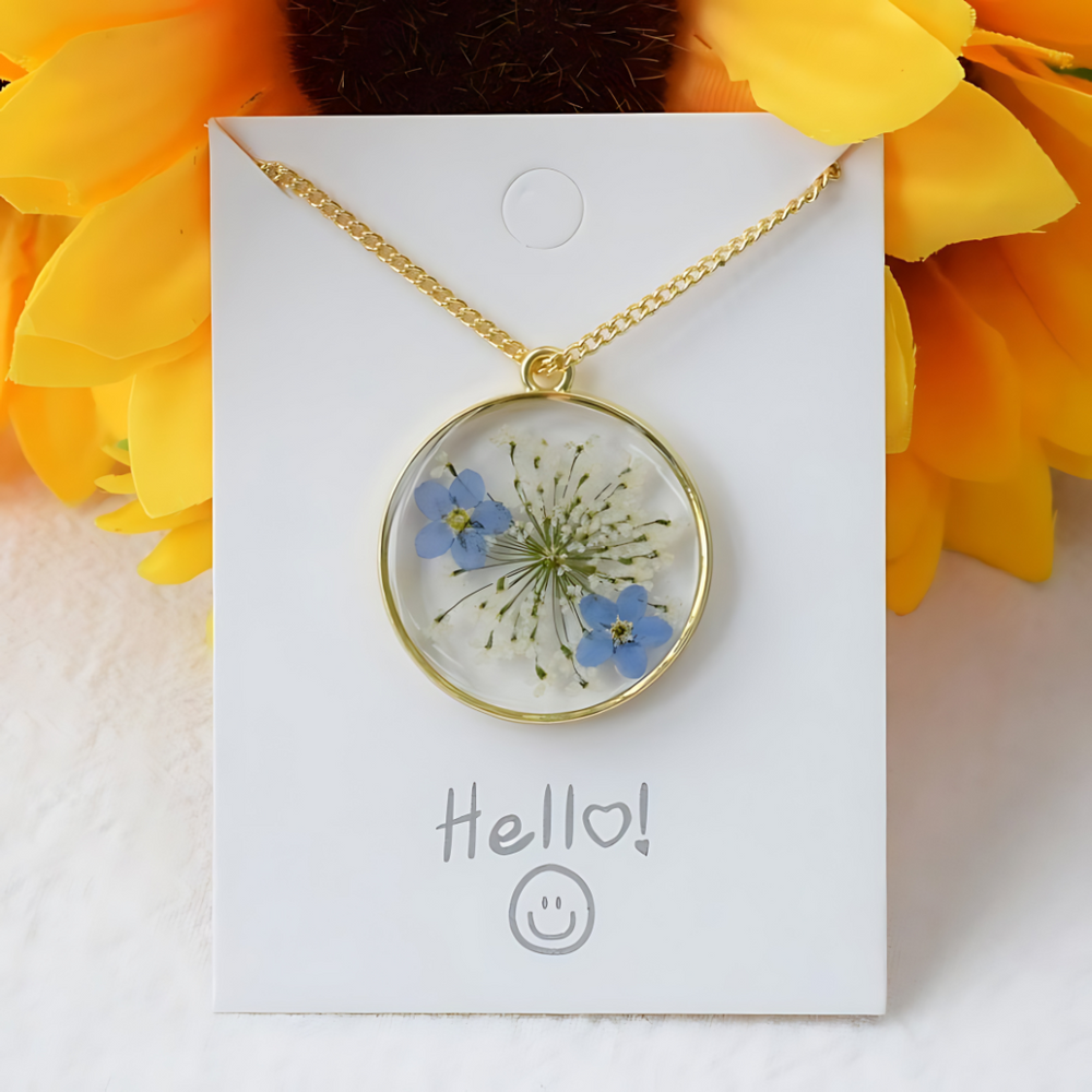 Crystal Epoxy Resin Floral Neckless