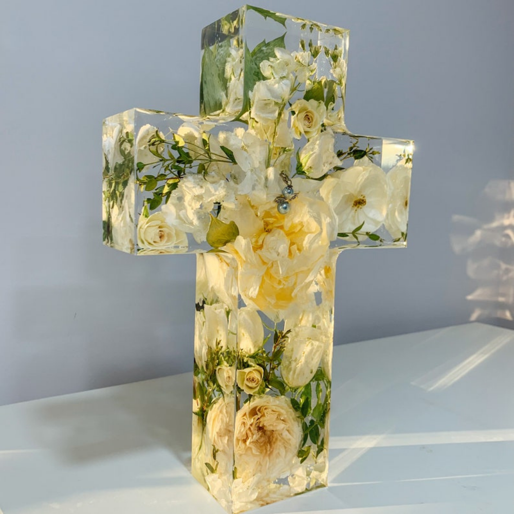 Silk Flowers Epoxy Cross Signs