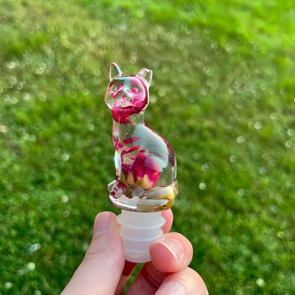 Rose Petal Cat Wine Stopper