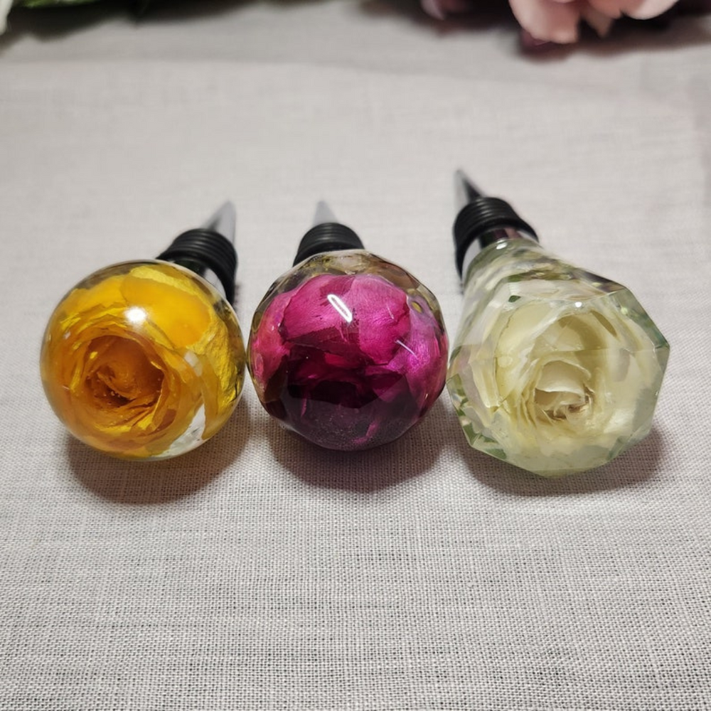 Dried Rose Bottle Resin Stopper