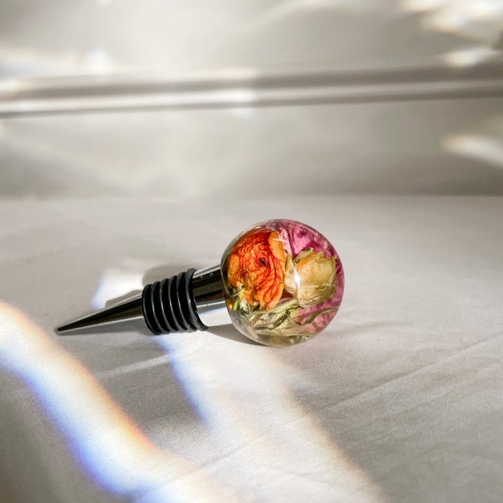 Floral Bottle Resin Stopper