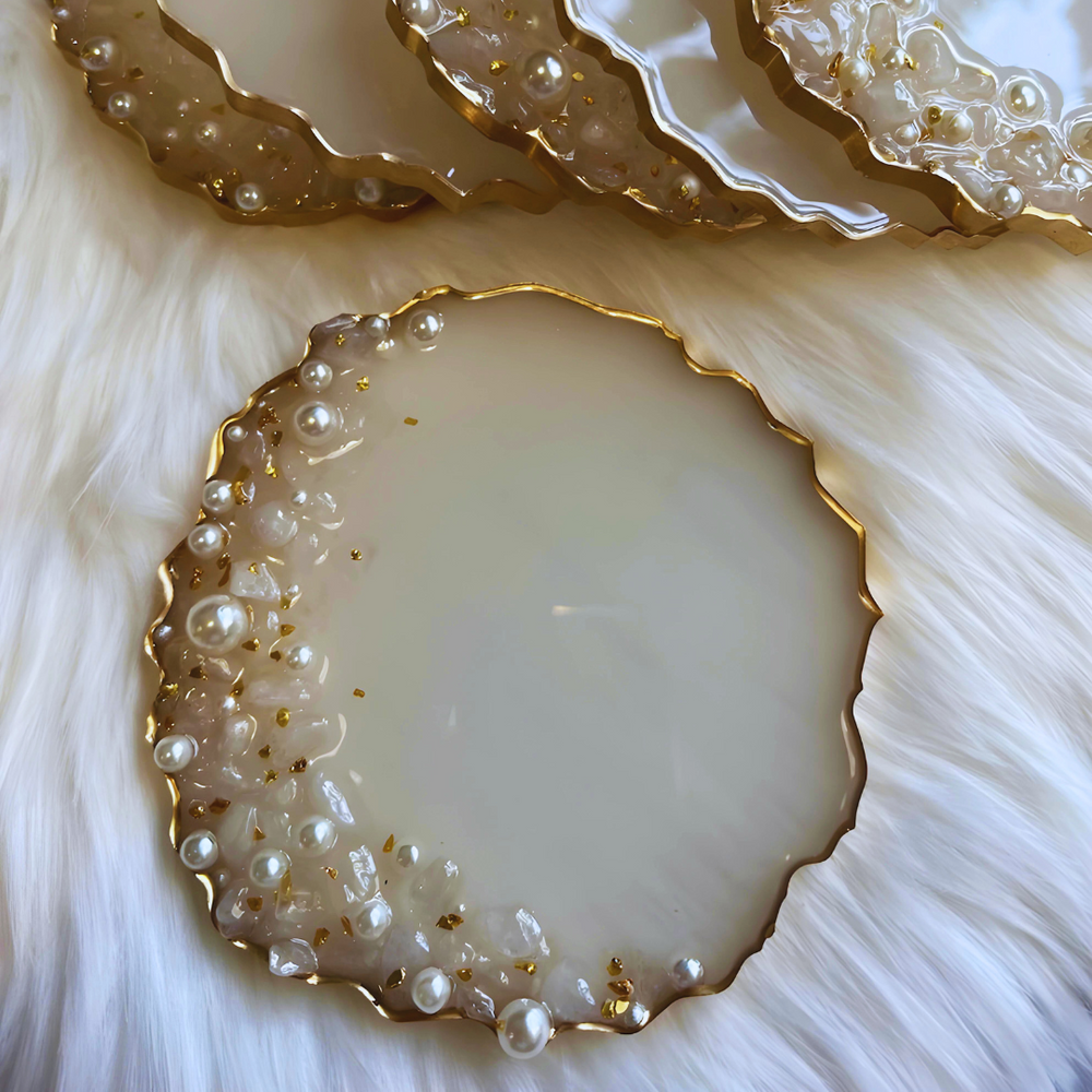 Geode Pearl Epoxy Coasters
