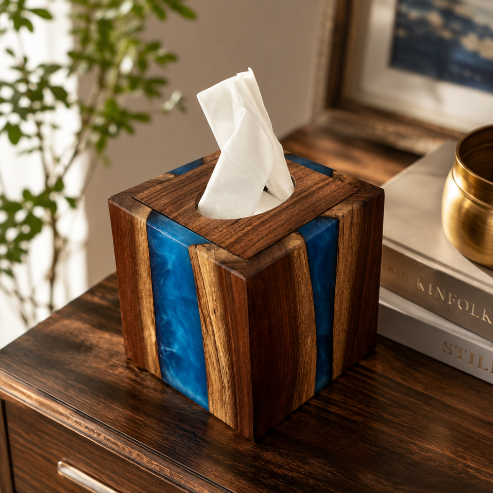 Blue wave Epoxy Tissue Boxes