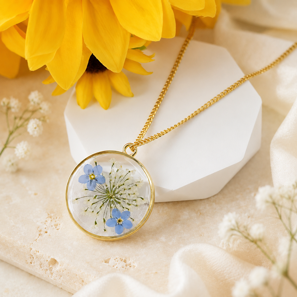 Crystal Epoxy Resin Floral Neckless
