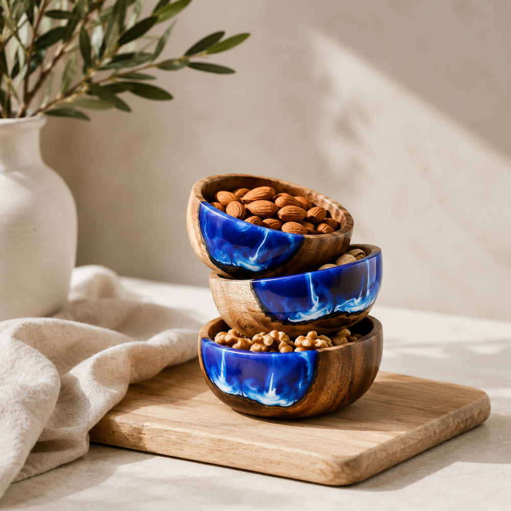 Ocean Breeze Blue Epoxy Dip Bowls