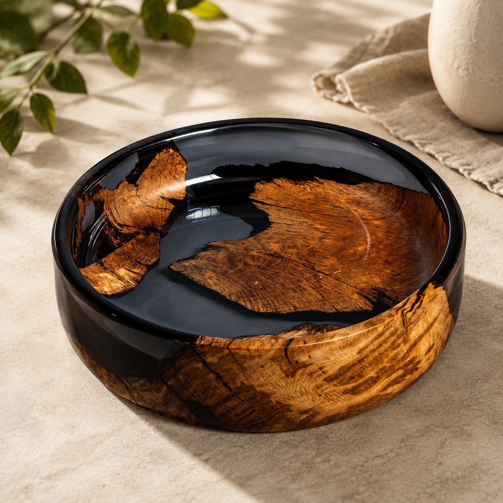 Oak Wood Black Epoxy Bowls