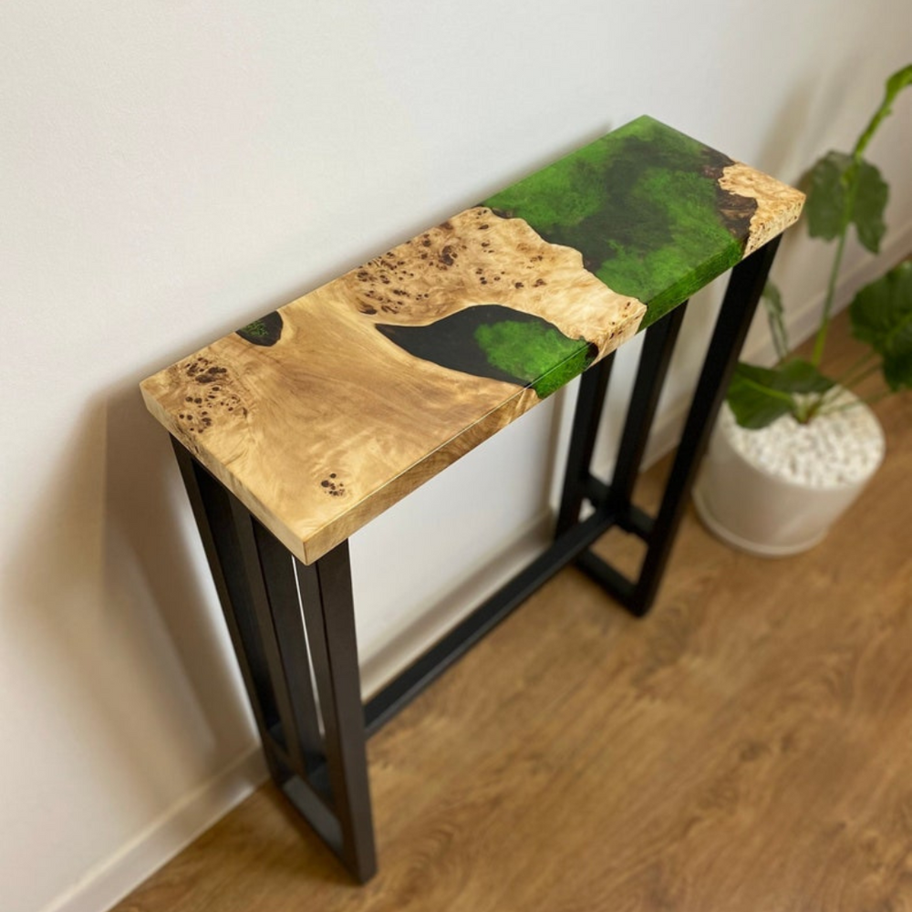 Green Moss Epoxy Console Table