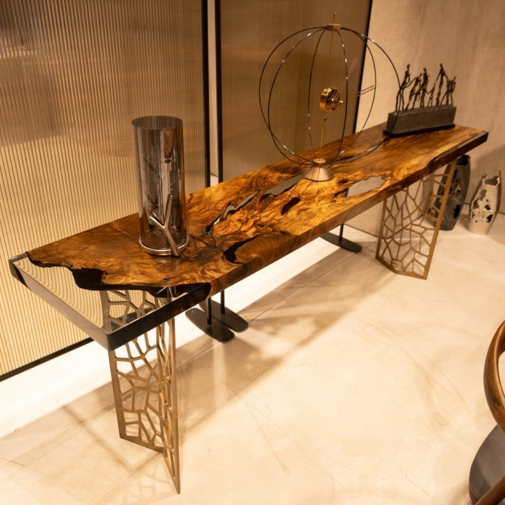 Walnut Live Edge Resin Console Table