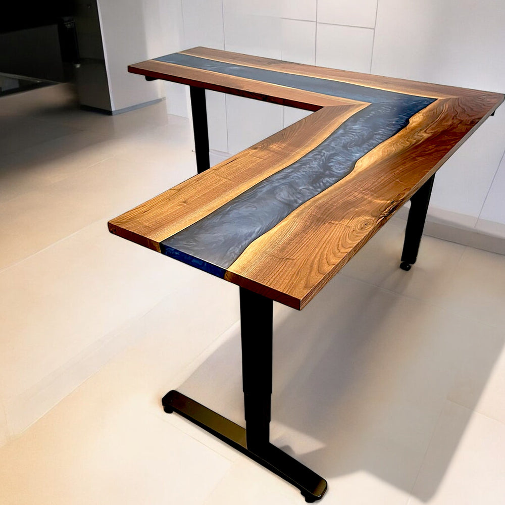 River L Shape Epoxy Resin Countertop