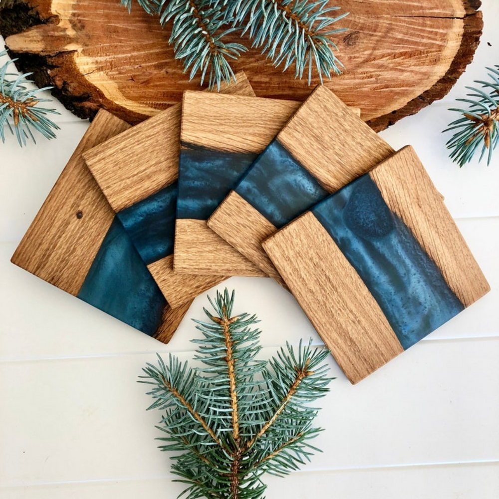 Epoxy Wood River Coasters