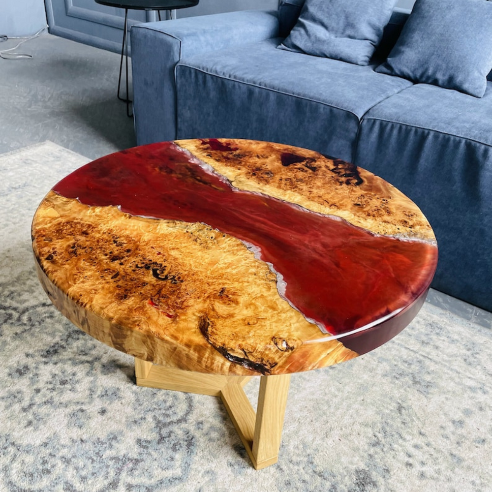 Red Epoxy coffee table Table