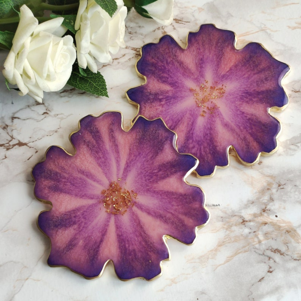 Epoxy Resin Flower Shaped Coaster