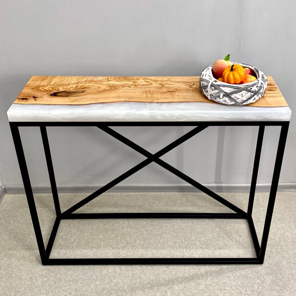 Pearl White Epoxy Console table