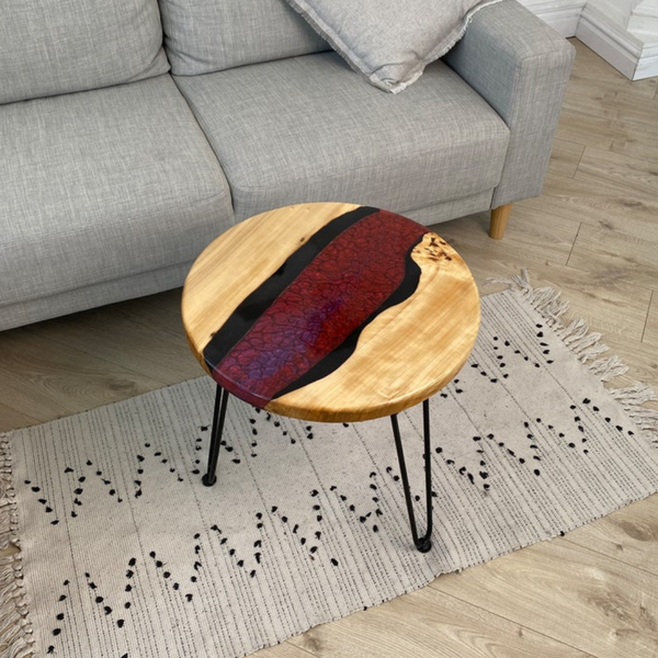 Side Table With Red River Design