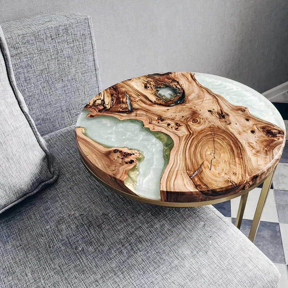 White Epoxy Resin Center Sofa Side Table