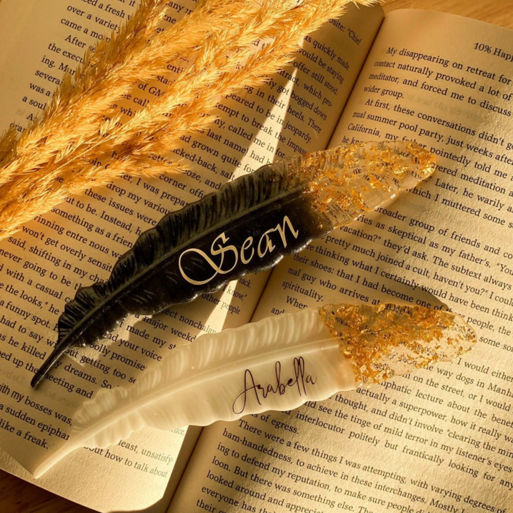 Personalized Resin Feather Bookmarks