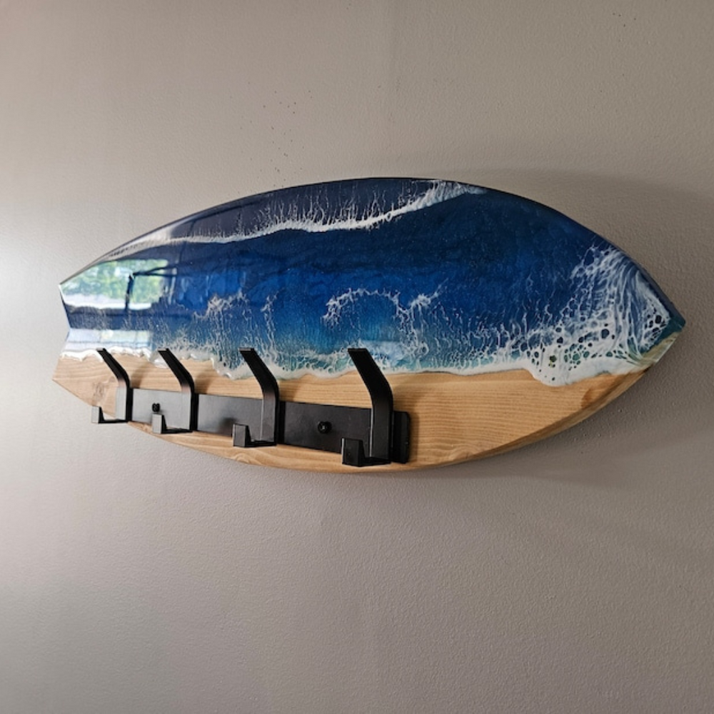 Epoxy Ocean Surf Board Coat Hanger