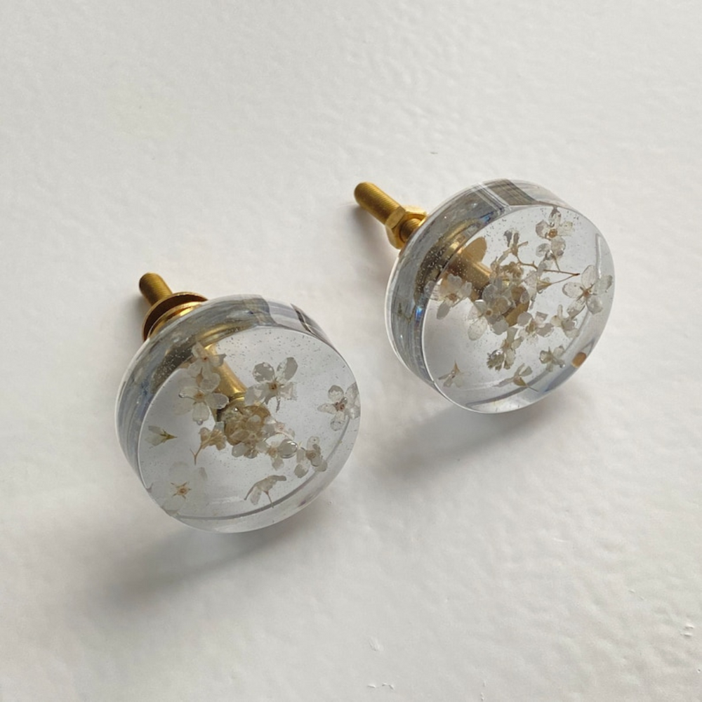 Grey Flower Epoxy Door Knob