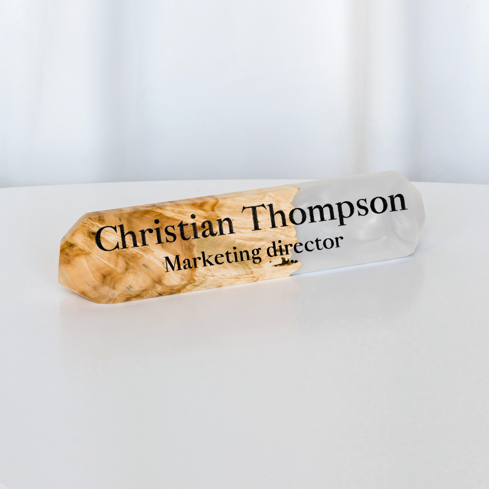 Epoxy Wooden name sign for desk