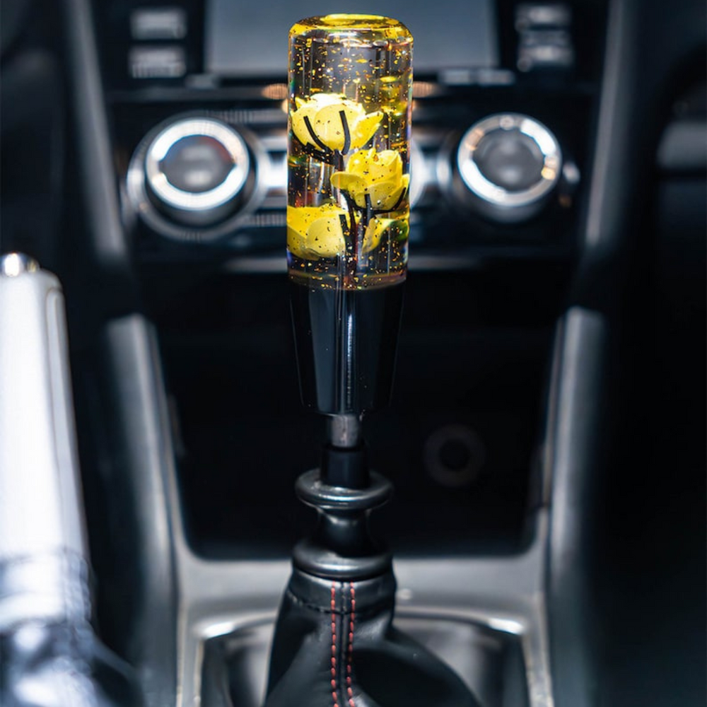 Yellow Deadly Roses 6 Inch Shift Knob