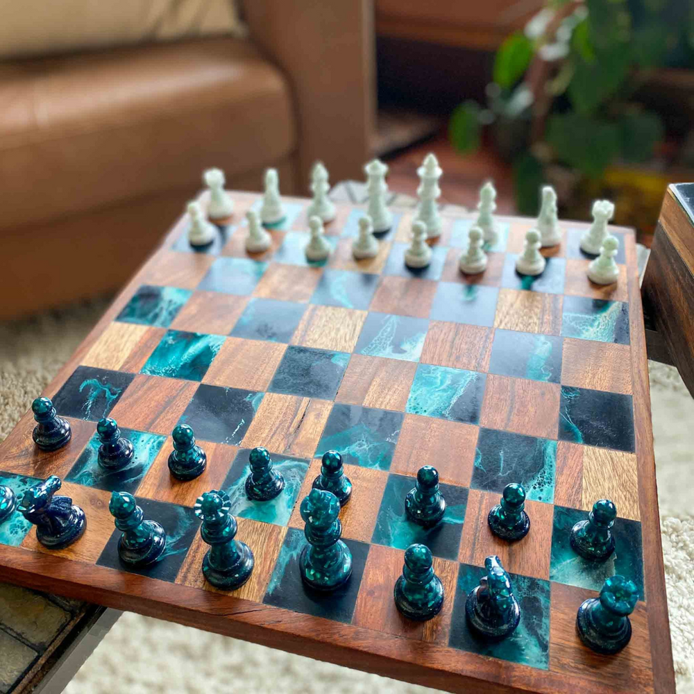 Ocean Waves Epoxy Chess Set