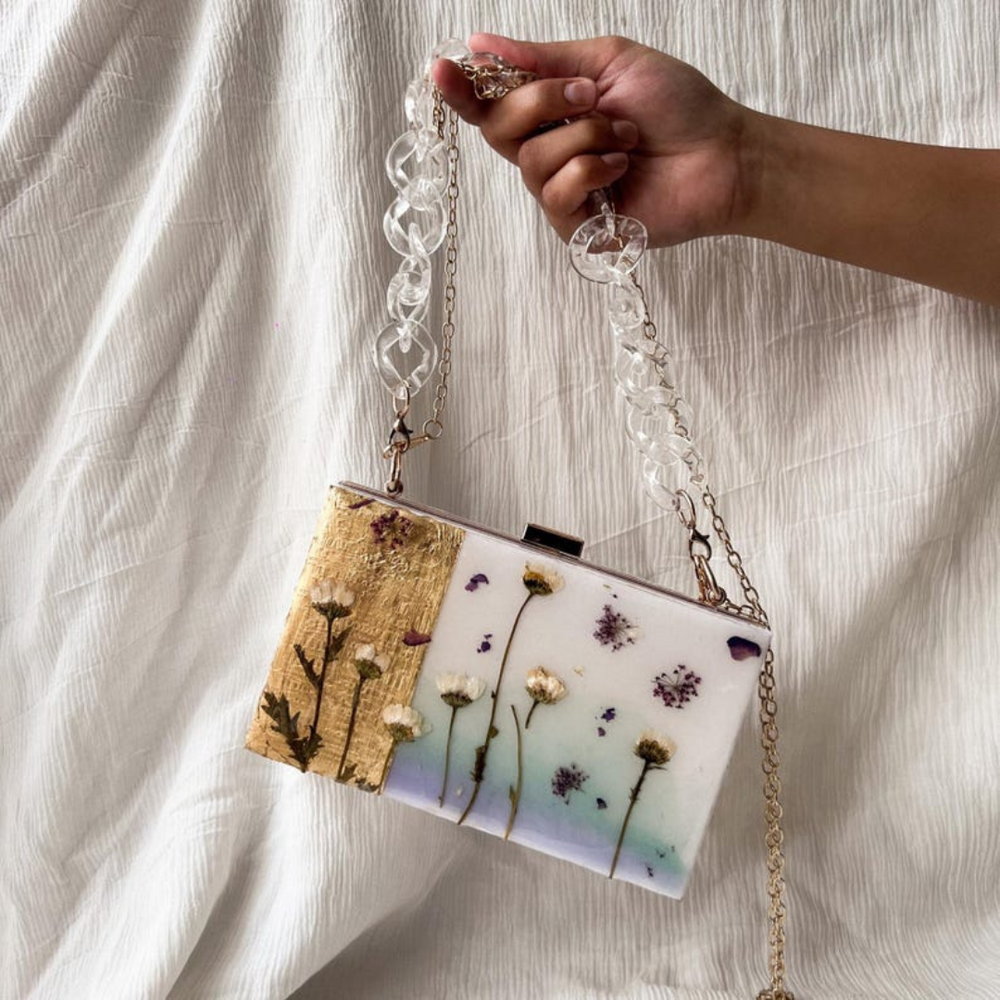 Garden Theme Floral Resin Clutch