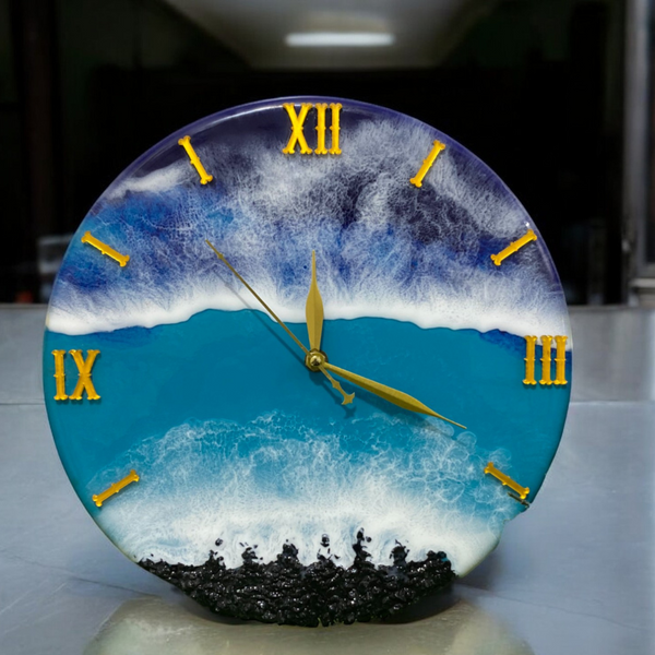 Beach View Epoxy Resin Wall Clock