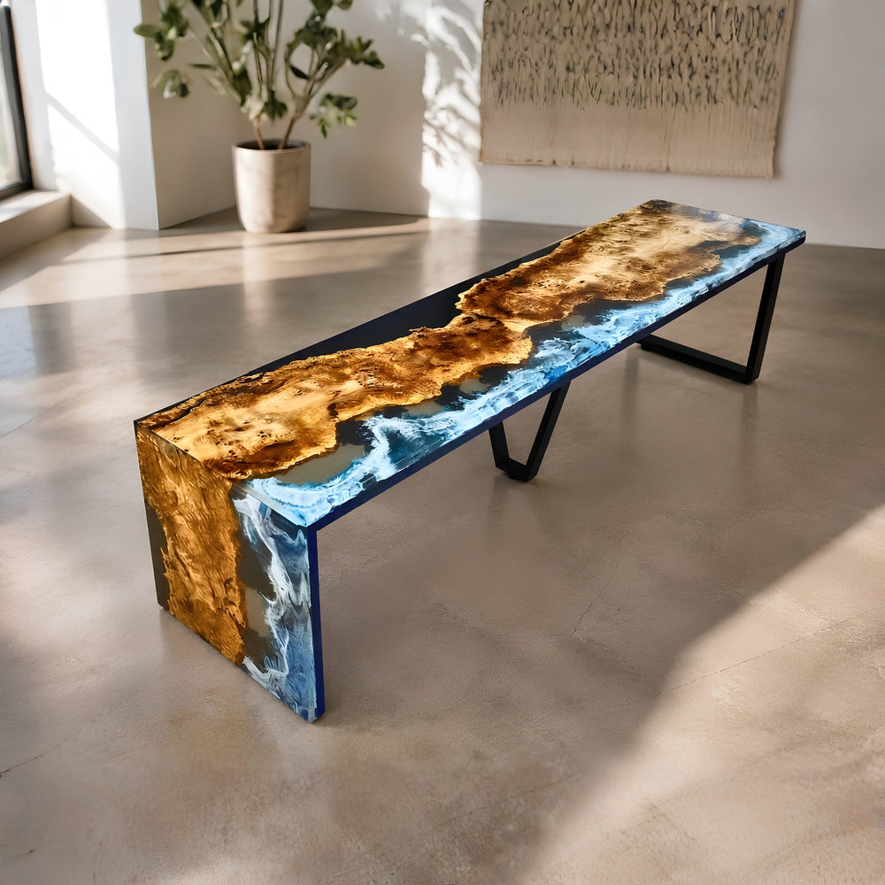 Resin Waterfall Long Table with Matel legs