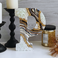 Midnight White Geode Resin Letters thumbnail