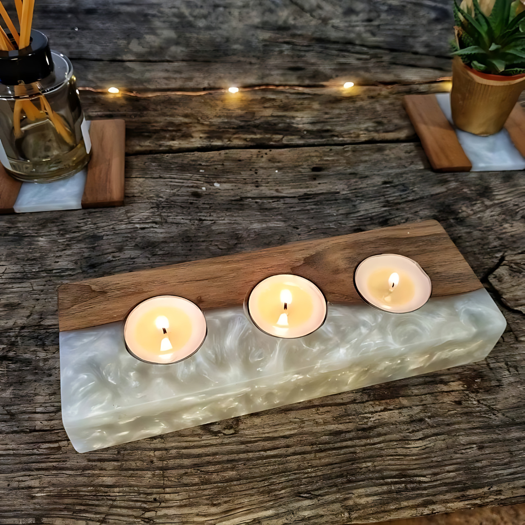 Rustic Resin Tea Light Holder