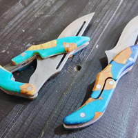 Exquisite Handcrafted Epoxy & Olive Wood Knife Handle thumbnail