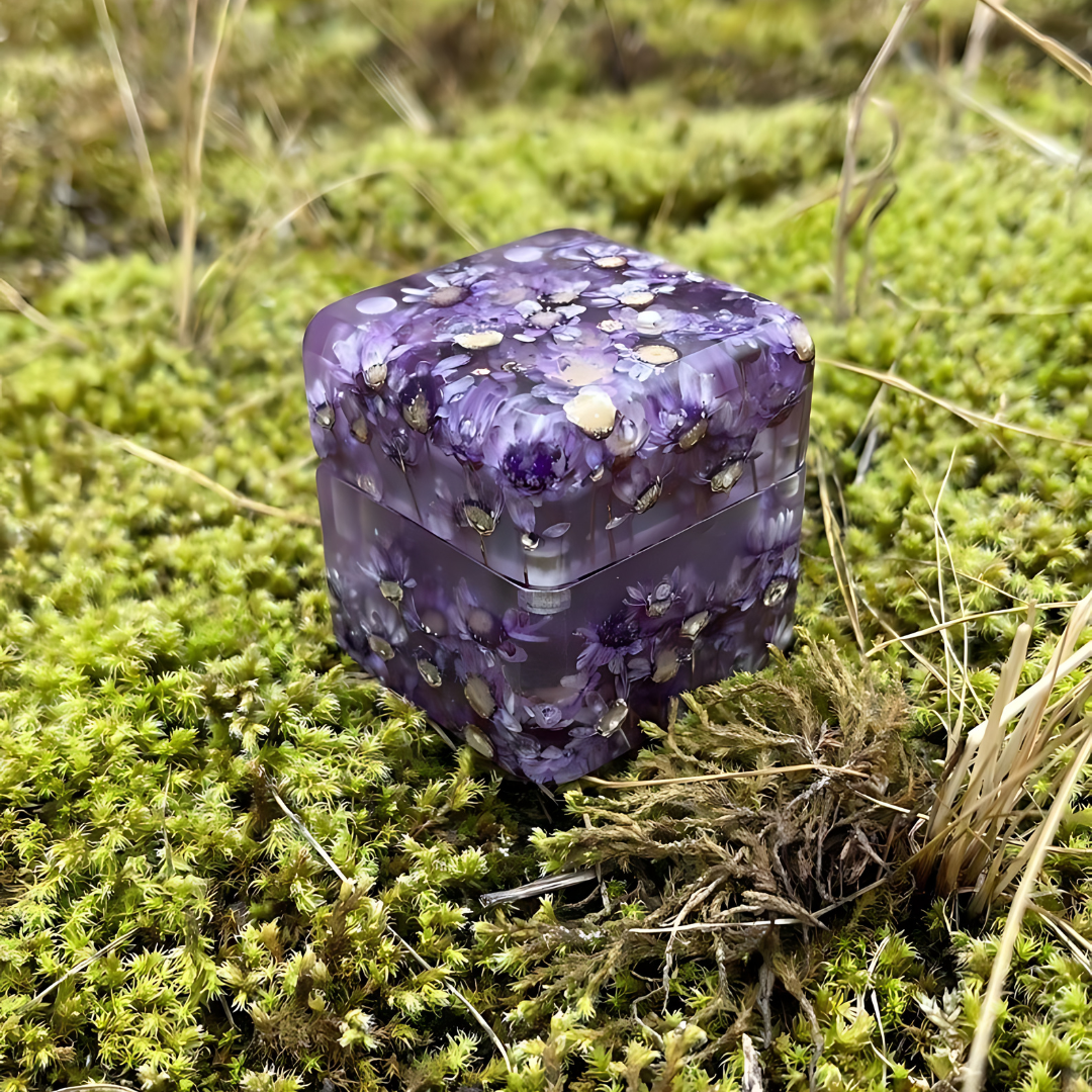 Purple Flowers Epoxy Ring Box
