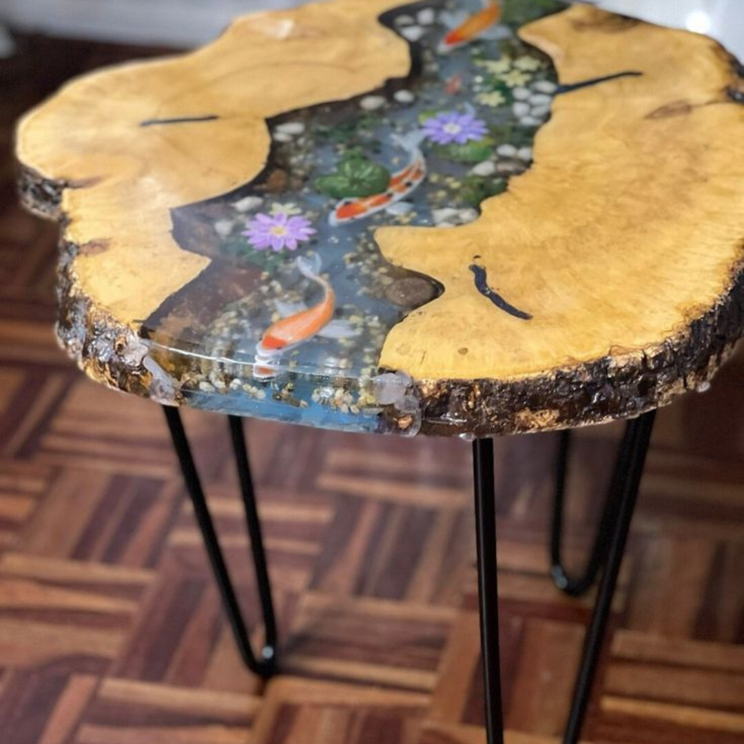 Rustic Koi Fish Epoxy Table