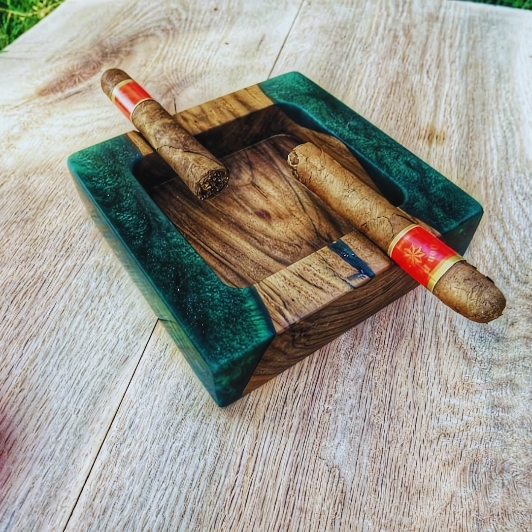 Exceptional Wood and Epoxy Cigar Tray