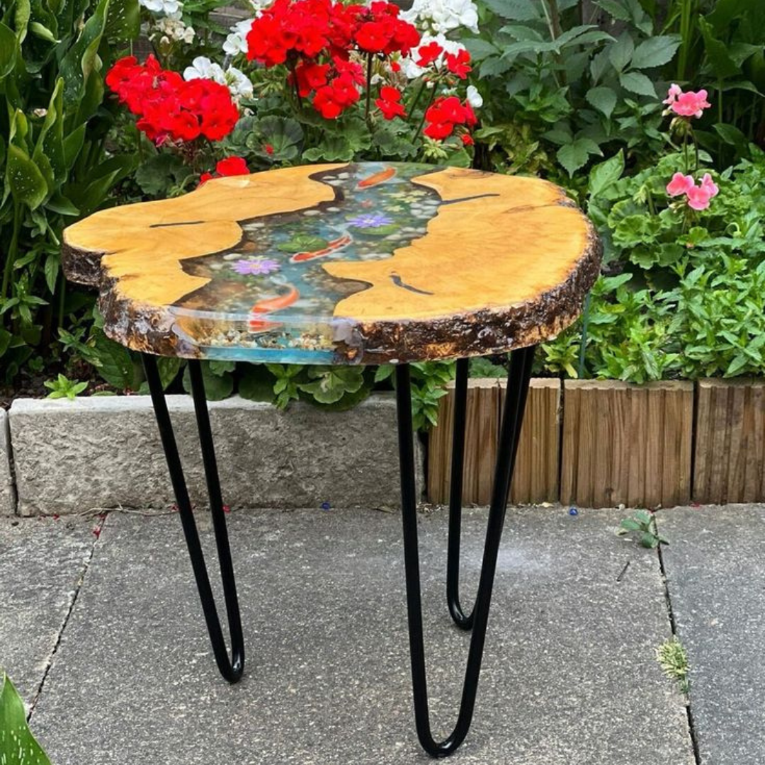 Rustic Koi Fish Epoxy Table