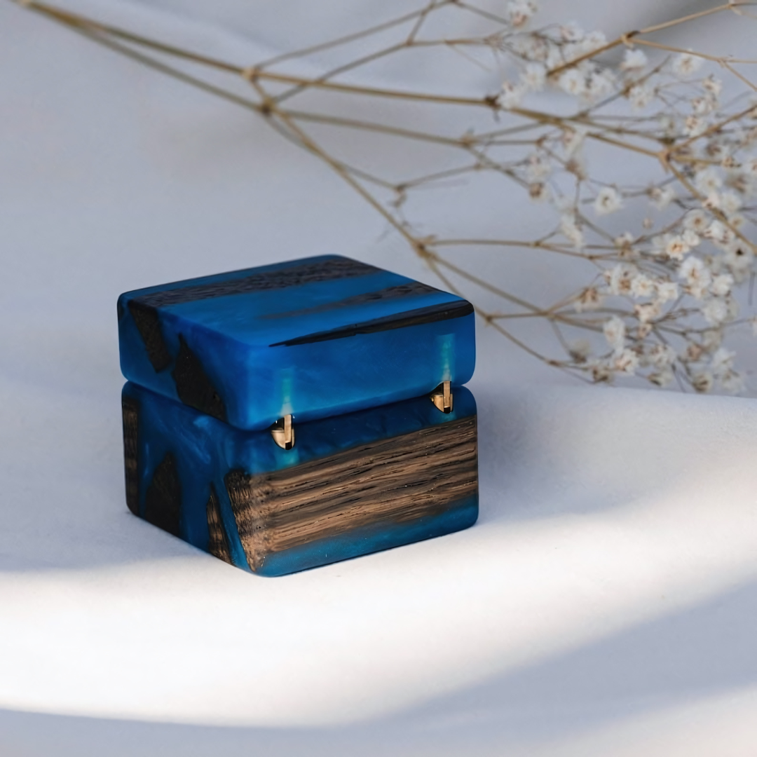 Black Wood Resin Ring box
