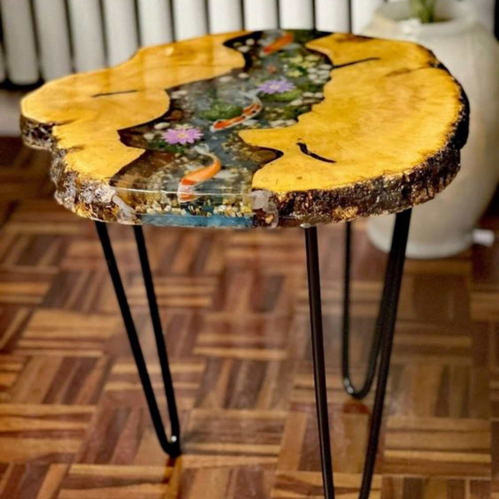 Rustic Koi Fish Epoxy Table