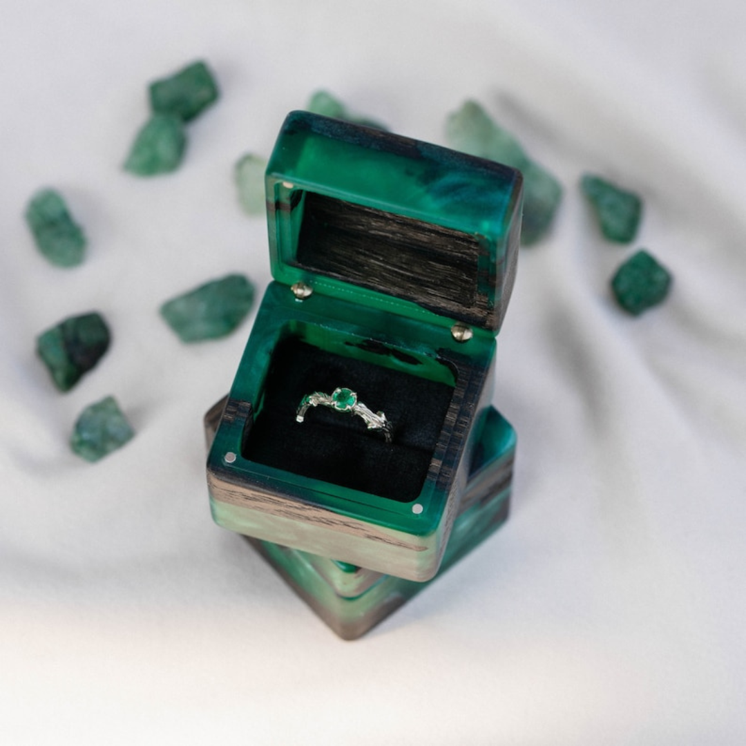 Black Wood Resin Ring box