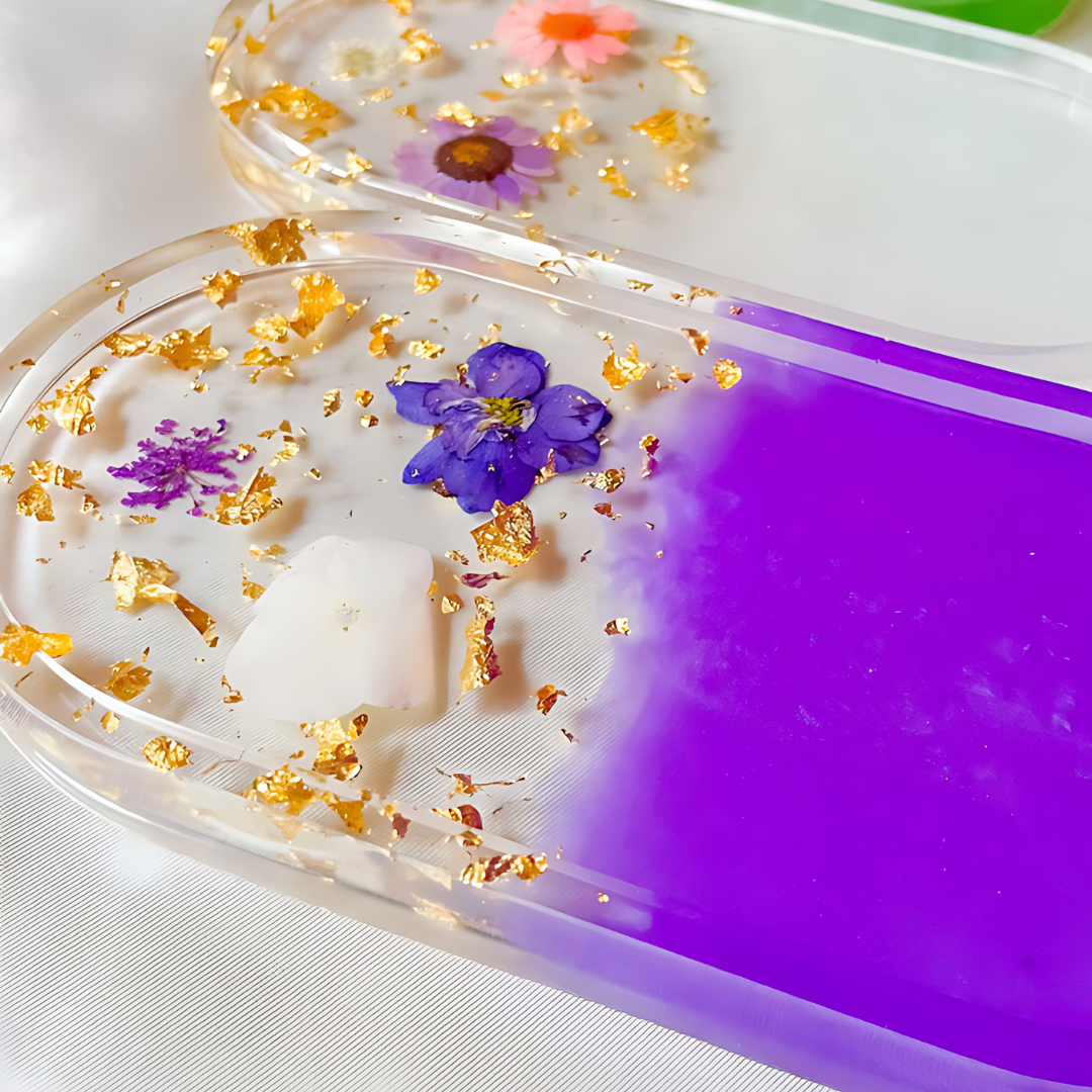 Floral Purple Resin Tray