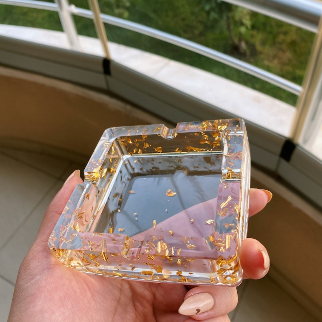 Pristine Glass-Look Resin Ashtray