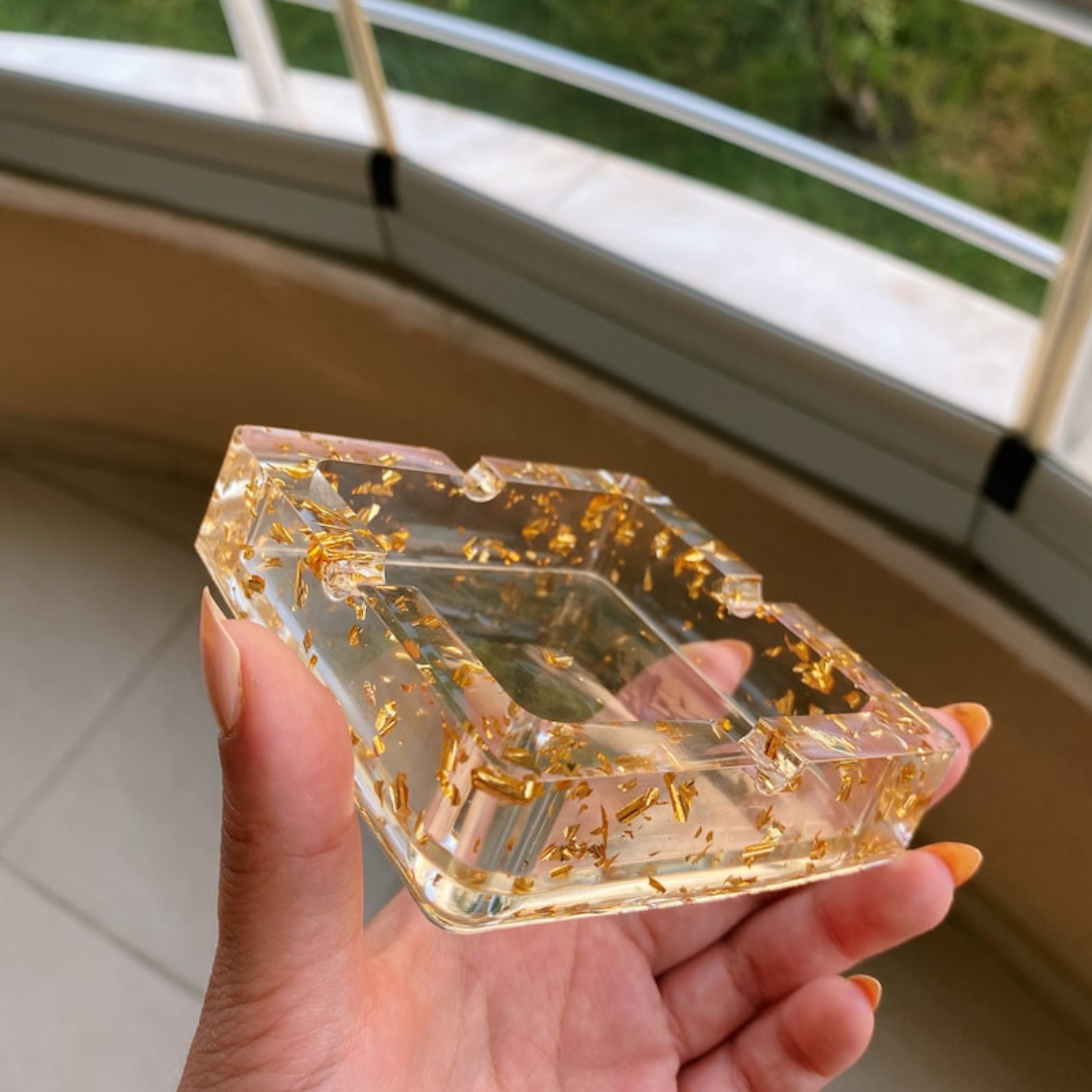 Pristine Glass-Look Resin Ashtray