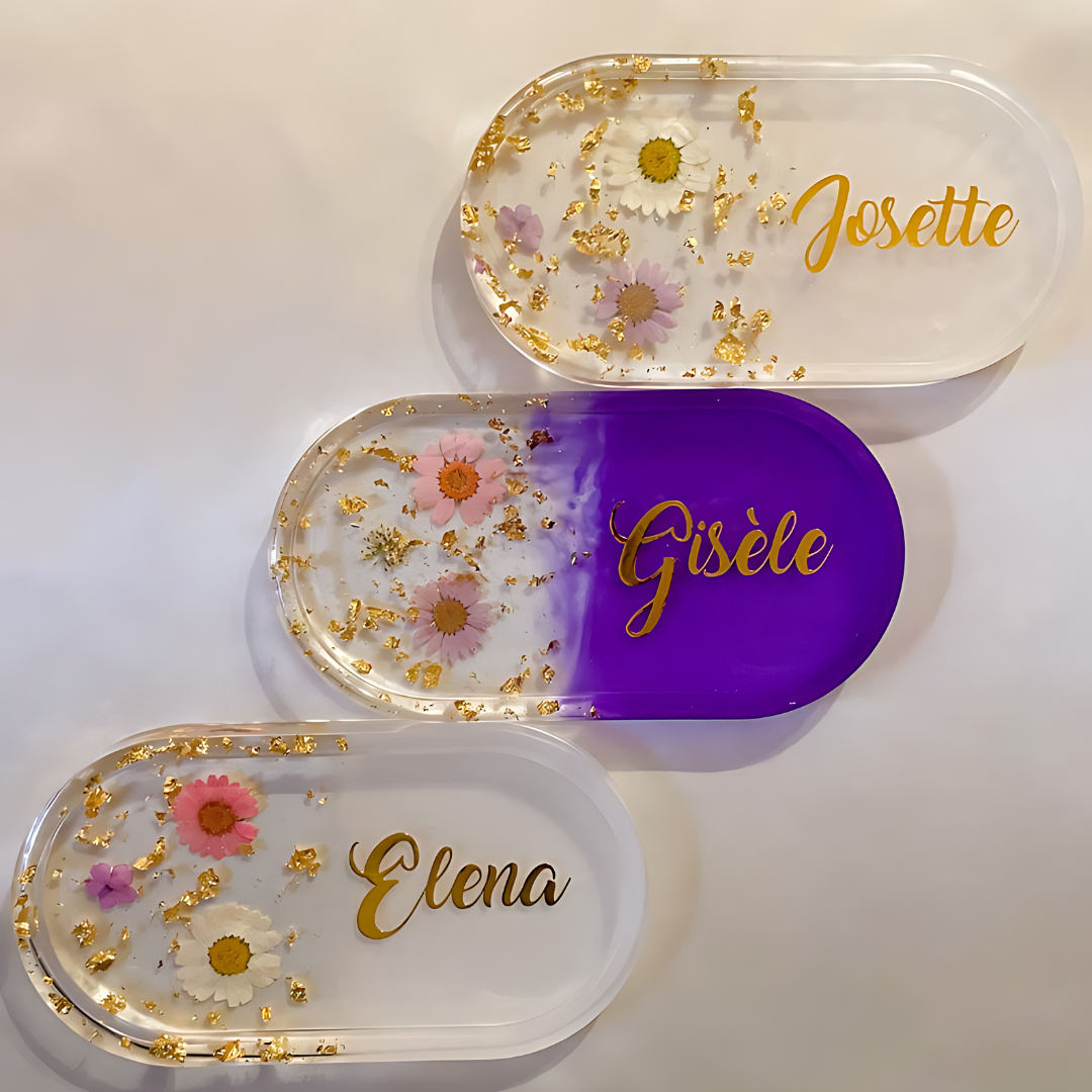 Floral Purple Resin Tray