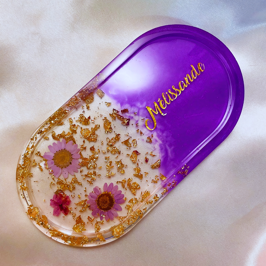 Floral Purple Resin Tray