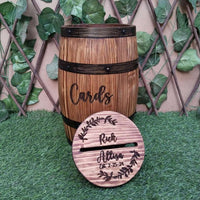 Wood Barrel Card Boxes for Wedding Receptions thumbnail